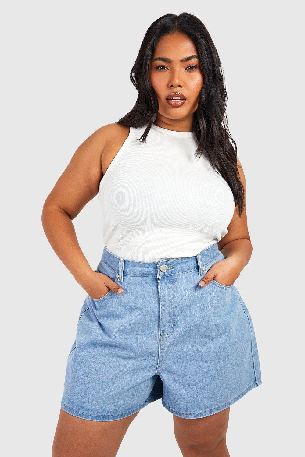 Plus Denim Mom Short boohoo